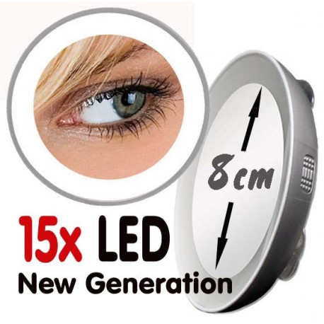 Kleiner Vergrösserungsspiegel 10x oder 15x LED "Neue Generation"